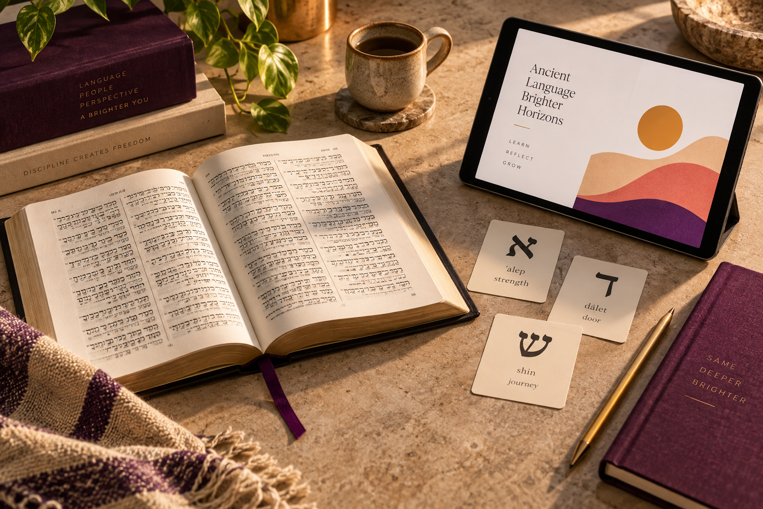 Biblical Hebrew text, vocabulary cards and digital learning materials