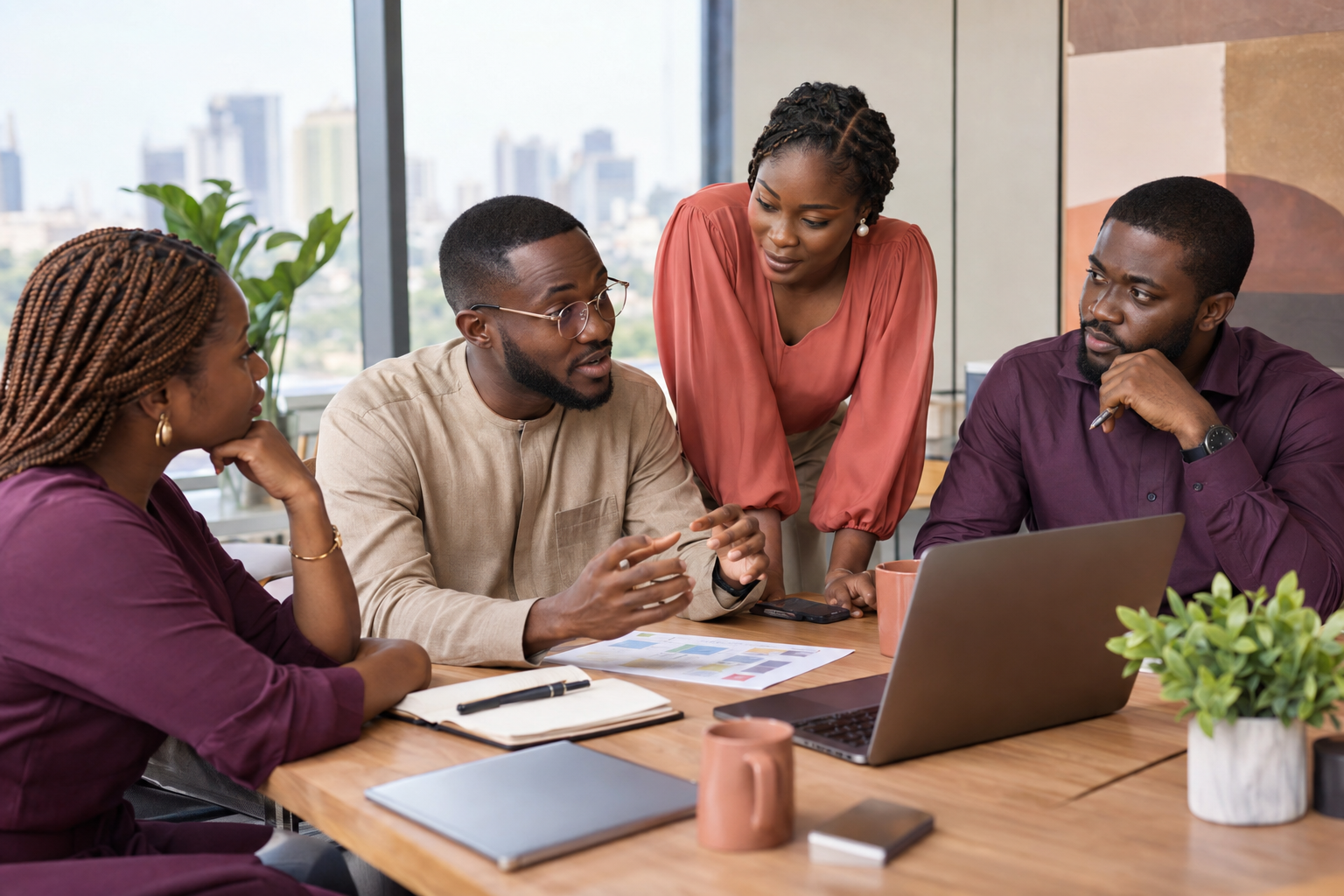 Nigerian professionals learning and solving a problem together